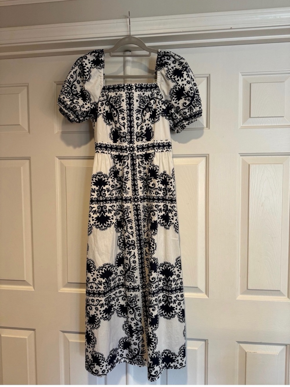 Boden Navy and White Printed Maxi Dress M - Picture 3 of 5